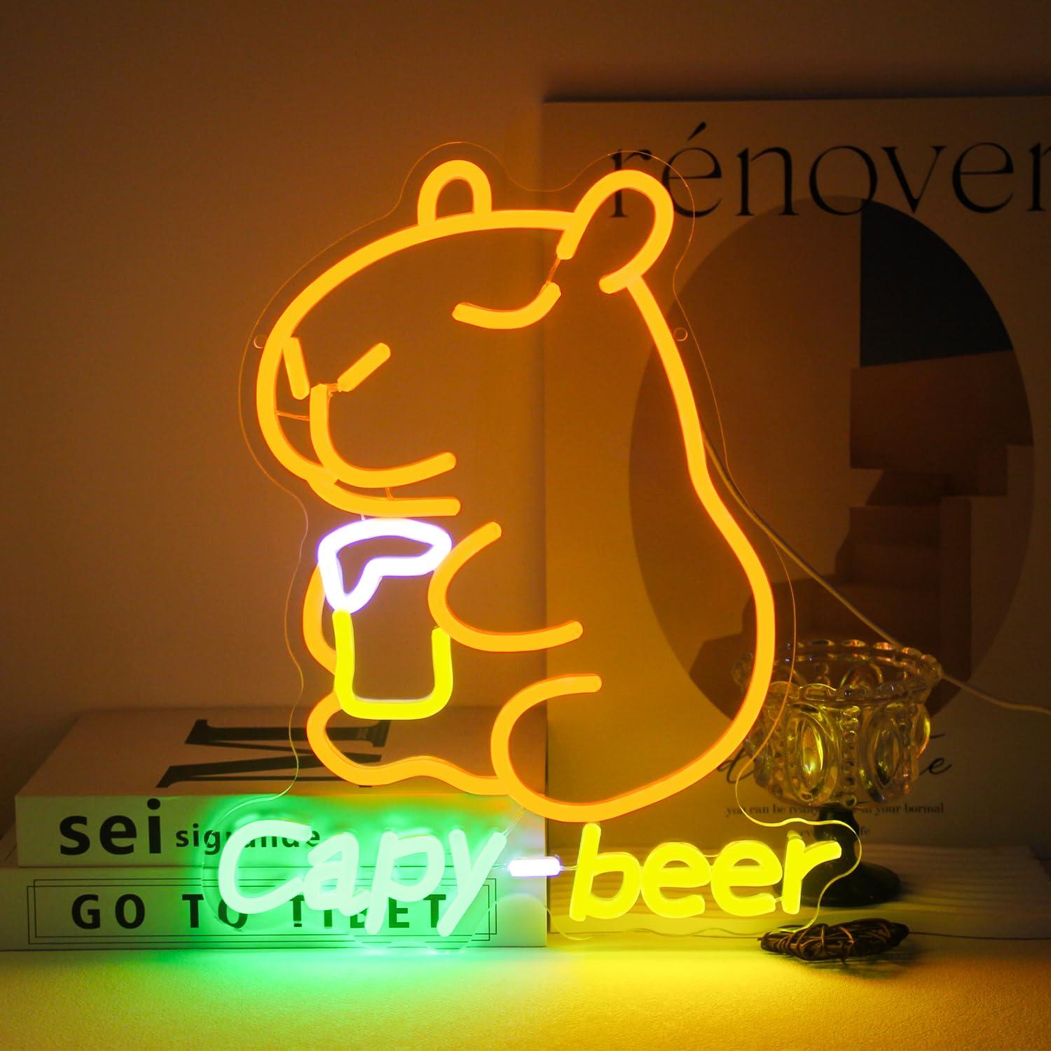 Home Bar Lounge - Capybara Beer Neon Sign USB Powered