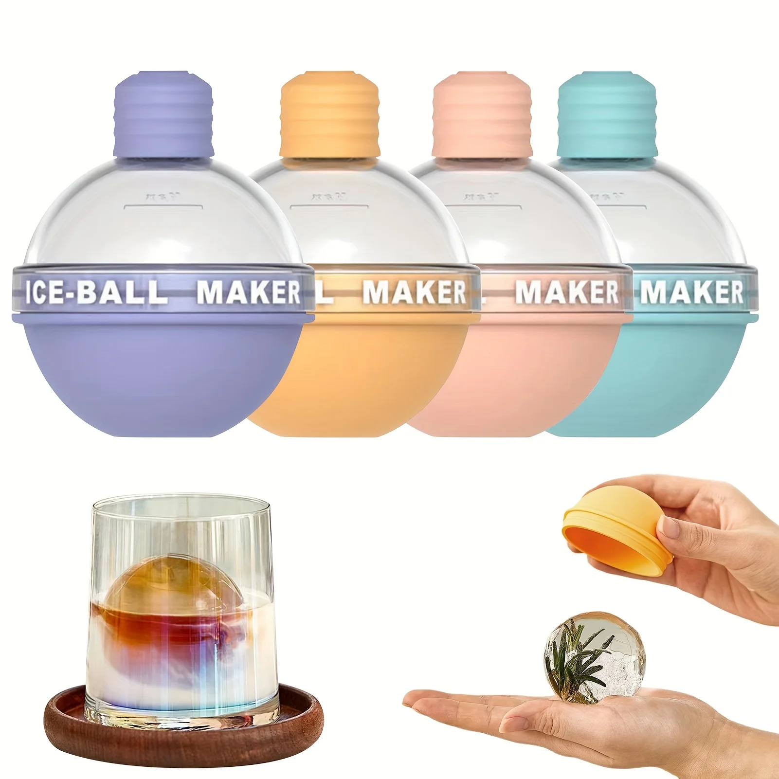 Ice Mold Sphere - 1/4 Pack Large Round Ice Maker